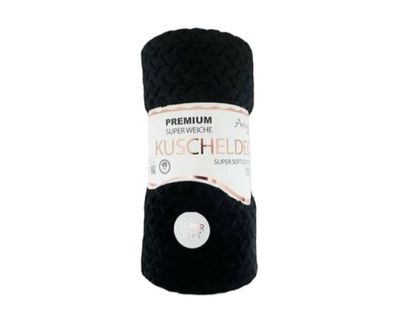 Jacquard Wohndecke » Kuscheldecke 150x200cm » Couchdecke leichter Flanell » Tagesdecke [schwarz]