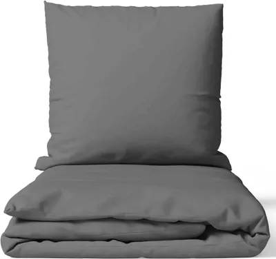 Produktbild von Mikrofaser Bettwäsche Set 135x200 cm Grau Einfarbig mit Reißverschluss