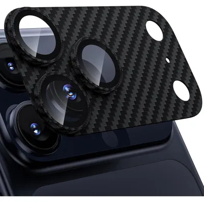 Productafbeelding van Cameralensbeschermer voor iPhone 17 Pro Max - Matte metalen plaat, 9H hardheid, krasbestendig, blaasvrij, koolstofvezel, zwart