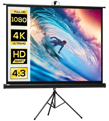 Obrázok produktu pre Projekčný plátno – Prenosné plátno so statívom – 213 cm – formát 4:3 – skladacie – vhodné pre domáce kino a kempovanie