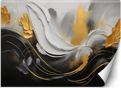 Produktbild von Vlies fototapete Wellen abstrakt 3D 350x245 cm Feeby Gold inkl. Kleber einfache Montage