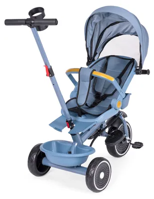Produktbild von ECOTOYS WQL-066 Kinderdreirad, Kombi-Produkt: Dreirad und Kinderwagen mit 360° drehbarer Sitzfläche, 2-in-1, blau