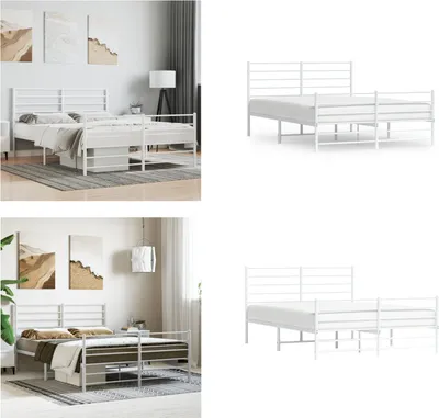 Produktbild von vidaXL Bettgestell mit Kopf  und Fußteil Metall Weiß 120x200 cm - Bettgestell - Bettgestelle - Bettrahmen - Bett