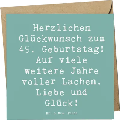 Produktbild von Mr. & Mrs. Panda Grußkarte Spruch 49. Geburtstag Glückwünsche - Meeresbrise - Geschenk, anlasskarte, faltkarte, Happy Birthday, Lebensjahre, Klappkarte, doppelkarte