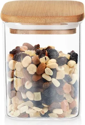 Image de Récipient en verre avec couvercle en bambou - Conserve les aliments frais plus longtemps