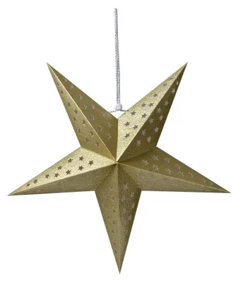 Produktbild von Clayre & Eef Hängender Stern 45x15x45 cm Goldfarbig Papier
