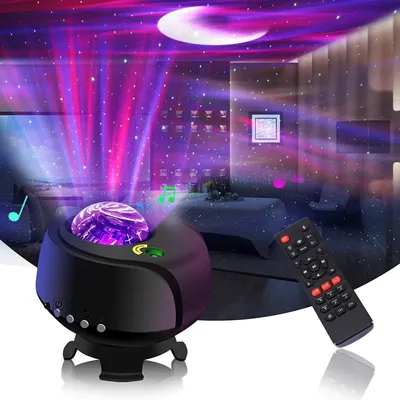 Produktbild von 52 Kolory Duża lampa LED do projektora gwieździstego nieba Głośnik Bluetooth Projektor gwiazd Aurora Borealis Światło nocne dla dzieci i dorosłych Czarny