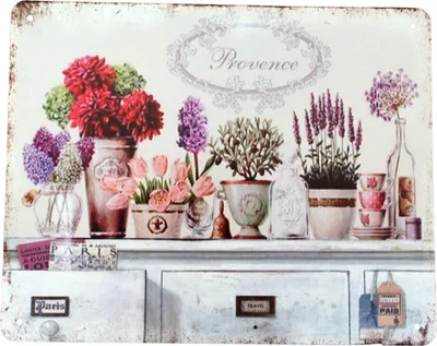 Produktbild von Blechschild im Shabby-Chic Stil, Provence Motiv, Wanddekoration, 20 x 25 cm