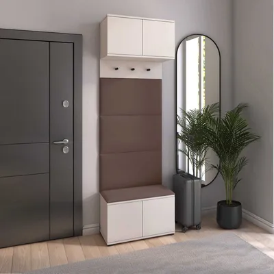 Produktbild von Garderoben-Set Napoli Version 5: Schuhschrank mit Polsterpaneelen, Hängeschrank für Flur und Eingangsbereich (Cashmere/Trinity 05)