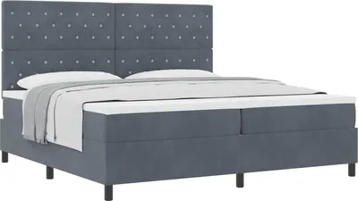 Immagine prodotto di Letto a molle con materasso grigio scuro 200 x 200 cm in velluto