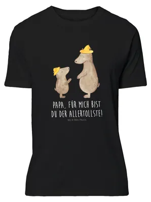 Produktbild von Mr. & Mrs. Panda S T-Shirt Bären mit Hut - Schwarz - Geschenk, Spruch, Vatertag, Familie, Muttertag, Shirt, Papa, Tshirt, oberteil, Family