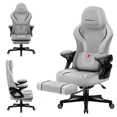 Obrázek produktu pro HUZARO Force 4.6 Grey | Herní židle Židle k PC Ergonomická kancelářská židle | Podnožka Funkce houpání Nastavitelná opěrka hlavy Opěrka zad | do 130 kg