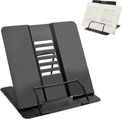 Produktbild von Metall-Leseständer, Kochbuchständer, Metall-Leseständer für Bücher, Buch-Nachschulrezepte, Tablet, zu Hause, Schule (Schwarz)