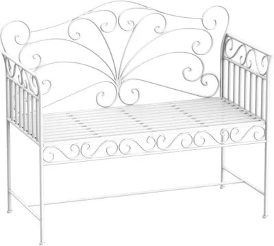 Produktbild von Gartenbank 2-Sitzer aus Metall rostfrei, Parkbank 111x50x98 cm, Wei?
