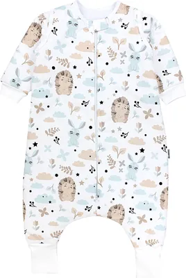 Produktbild von TupTam Baby Schlafsack mit Beinen und Ärmeln e Materialien, Winterschlafsack 2,5 TOG Unisex, Farbe: Igel Hase Beige Mineralgrün, Größe: 80-86