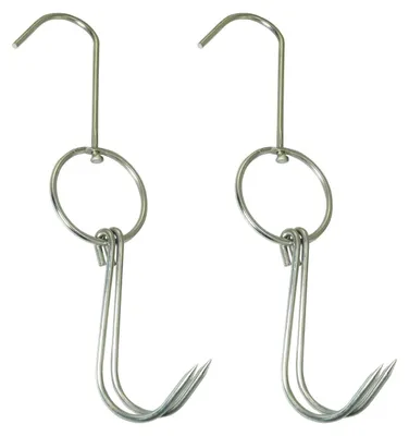 2er Set Edelstahl Doppel-Fleischhaken 24 cm scharf