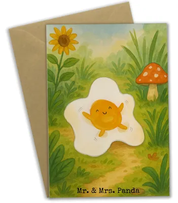 Produktbild von Mr. & Mrs. Panda Glückwunschkarte Spiegelei Ei Design - Weiß - Geschenk, Grußkarten, einladungskarten, Liebe, dankeskarten, glückwunschkarten, babykarte, Schön, Tag