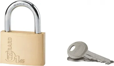 Image de Cadenas à clé Type 1, intérieur, laiton, anse acier, 45mm, 2 clés - THIRARD