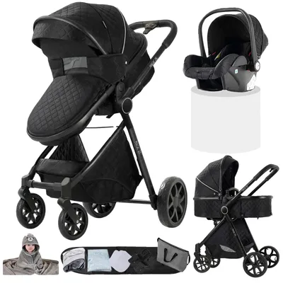 Productafbeelding van Kinderwagen, opvouwbaar, compatibel met autostoeltje, model YV9-ALLBLACK