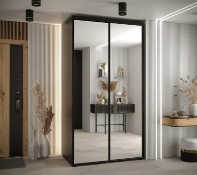 Produktbild von Kleiderschrank YVONA 2 - 140/60 cm, schwarz / schwarz