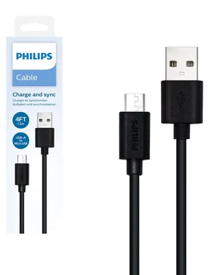 Produktbild von Philips Kabel USB - Micro USB 1,2m schwarz DLC3104U/00