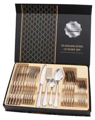 Produktbild von 24-teiliges Besteckset aus Edelstahl – spiegelpolierte Oberfläche – elegantes Design