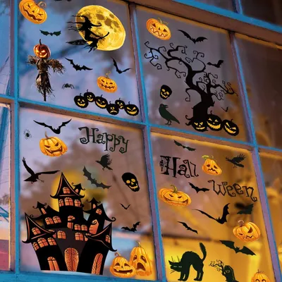 Fensterbilder Halloween 3er-Set, selbstklebend, 65x48 cm