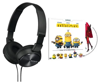 Image de Casque Sony MDR-ZX310 noir pliable avec câble de 1,2 m + DVD Minions