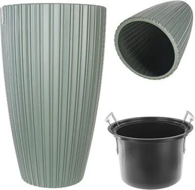Image de Pots à fleurs ronds avec insert en plastique, pour l'intérieur et l'extérieur