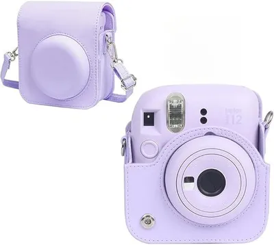 Produktbild von Schutzhülle für Fujifilm Instax Mini 12 Instant Kunstleder Kameratasche mit Tasche und Abnehmbar Verstellbar Schultergurt Lila