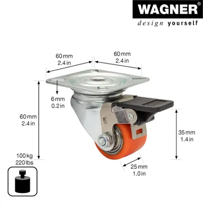 Obrázok produktu pre Wagner design yourself Schwerlast-Lenkrolle RO 7935 rot (4793501)