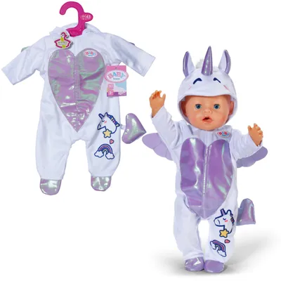 Immagine prodotto di Costume da unicorno BABY born con cappuccio, ricamo e dettagli scintillanti per bambole di 43 cm