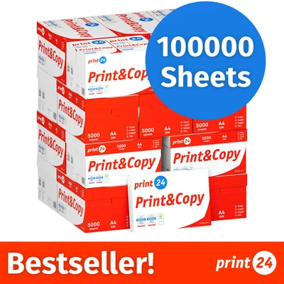 Productafbeelding van NIEUW: print24 Printerpapier Kopieerpapier 100000 Vel 20 x 5000 A4 Premium Extra Wit CIE 160 Testwinnaar PEFC-gecertificeerd
