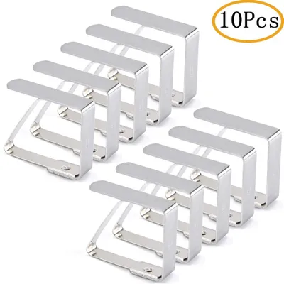 Produktbild von Tischdeckenklammer, 10er Edelstahl Tischtuch Klammer, Tischtuchklammer, Cuisine Tischtuchhalter Tischtuch Clips Tischdecke Clips für Restaurant,Partys,Picknicks Buffets - Silber