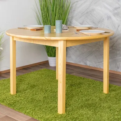 Produktbild von Esszimmertisch rund 120x120 cm Kiefer massiv, Farbe: Natur