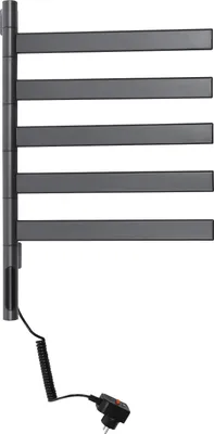 Produktbild von Elektrischer Handtuchwärmer, 5 Stangen, Wandmontage, 180° drehbar, schwarz