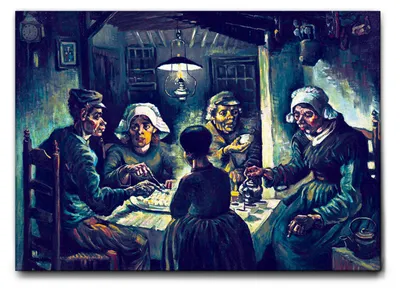 Immagine prodotto di Vincent Van Gogh - I mangiatori di patate 2 - 140L x 100l cm - Quadro Tela Canvas Telaio Standard