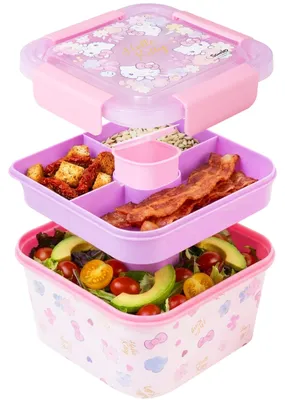 Bento Lunchbox 1800 ml, 3 Fächer, BPA-frei, auslaufsicher, mit Soßenbehälter