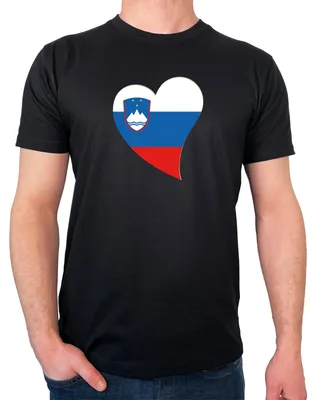Produktbild von Huuraa Herren T-Shirt Slowenien Flagge Herz S Black Bio Baumwolle Fairtrade Herrenshirt Geschenkidee