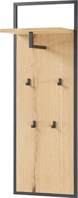 Produktbild von home24 Garderobenpaneel - Echtholzfurnier / Metall - Risseiche / Schwarz - 44 cm