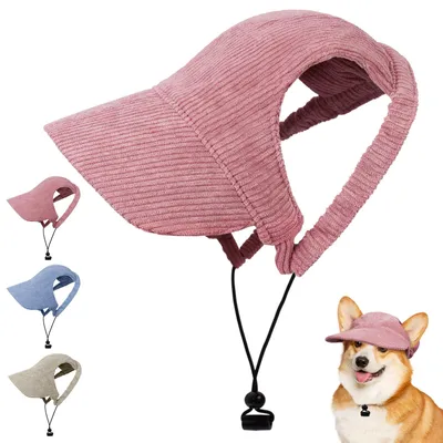 Zdjęcie produktu dla Czapka z daszkiem dla psów, regulowana, z otworami na uszy, zapewniająca ochronę przed słońcem, dostępne rozmiary XS-XL, idealna na spacery