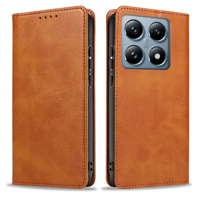 Produktbild von Handyhülle für Xiaomi 14T Pro Kunstleder Flip Cover Hülle Klapphülle Case Kartenfach Farbe: Hellbraun