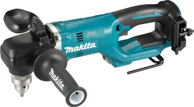 A cordless angle drill is shown against a white background.