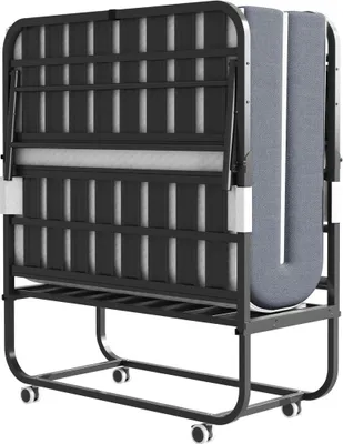 Obrázek produktu pro skládací dvojlůžko o rozměrech 190 × 96 cm s matrací z paměťové pěny o tloušťce 9,5 cm, přenosná postel pro hosty, robustní kovový rám