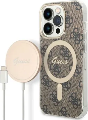 Obrázok produktu pre Set Guess Gubpp14Xh4Eacsw Case+ Charger Iphone 14 Pro Max 6.7 Hnedé/Hnedé Pevné Puzdro 4G Print Magsafe