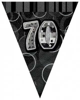 Produktbild von 70. Geburtstag | Wimpelkette schwarz / silber