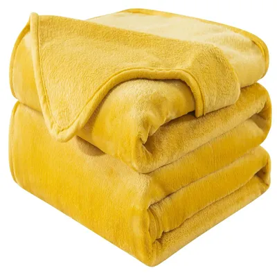 Immagine prodotto di Pelliccia sintetica spessa, coperta gialla, 150x200 cm - Rivestita in due colori, reversibile e calda