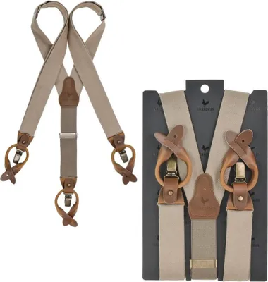 Produktbild von Sir Redman Hosenträger Work Service Herren Damen mit Clips und Lederlaschen für Knöpfe (taupe - dunkles beige)