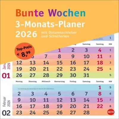 Produktbild von HEYE 3-Monatsplaner 2026 Bunte Wochen 30x35cm