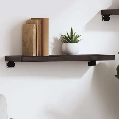 Obrázek produktu pro Maison Exclusive – Nástěnná police, tmavě hnědá, rozměry 60x20x4 cm, masivní dřevo, dub, ošetřená